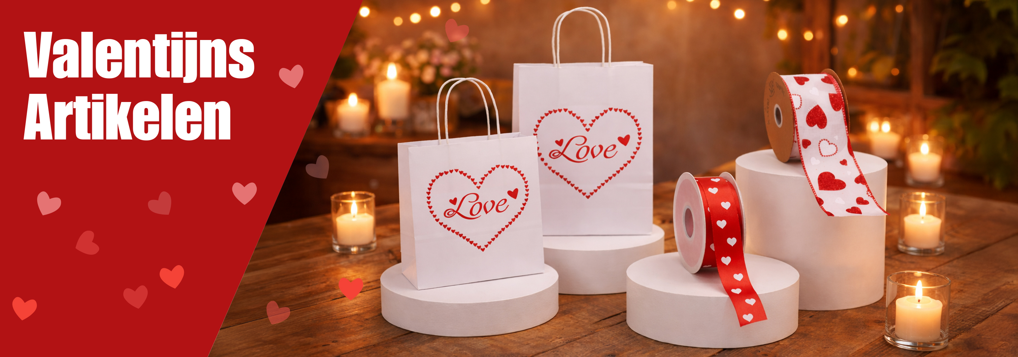 Valentijnsartikelen bij Krabbendam Kadoverpakking. Specialist in kadoverpakkingen.